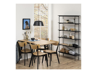 Krēsls Roxby, melns rāmis, ozola toņa sēdeklis