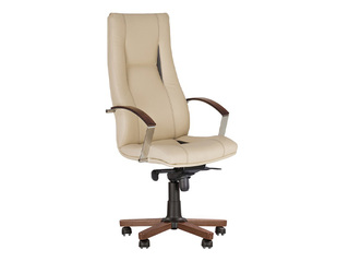 Кресло руководителя King, Wood, MPD EX4, экокожа, бежевое