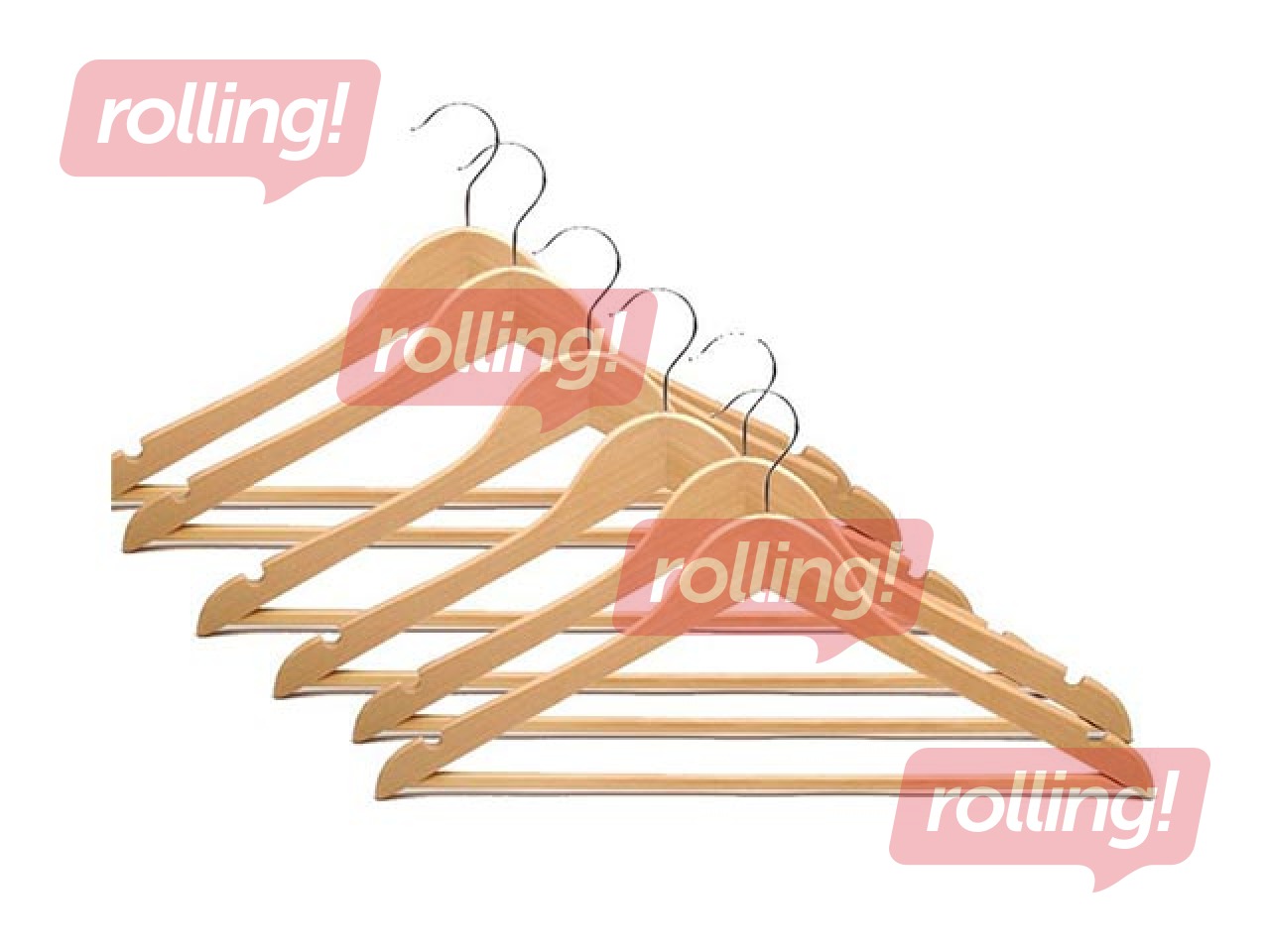Wooden clothes hanger, 6 pcs.