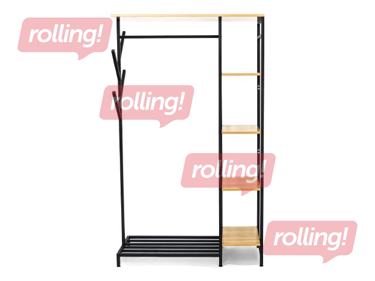 Riidepuu rest Domoletti Jolanta, must/puit, 170cm