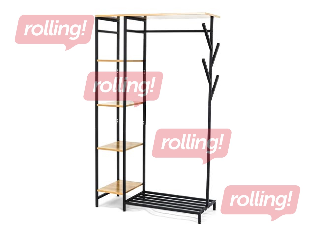 Riidepuu rest Domoletti Jolanta, must/puit, 170cm