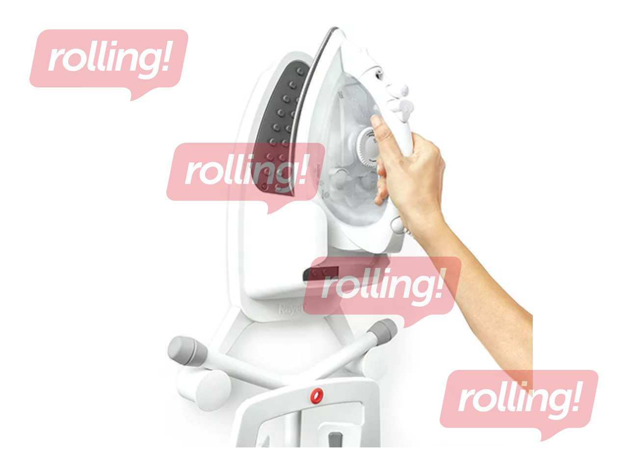 Triikimislaua ja triikraua hoidja Rayen, silikooniga, valge