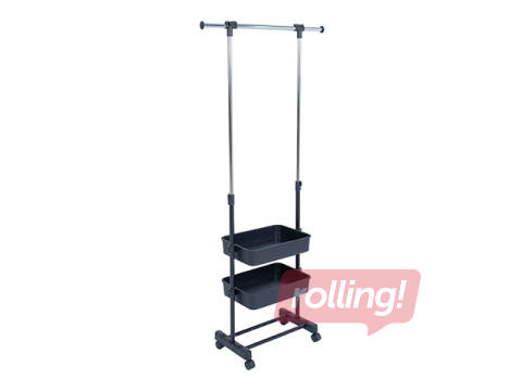 Riidestange Fergus, riiulitega, must, 47-77x29x92-165cm