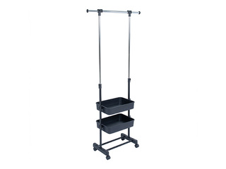Riidestange Fergus, riiulitega, must, 47-77x29x92-165cm