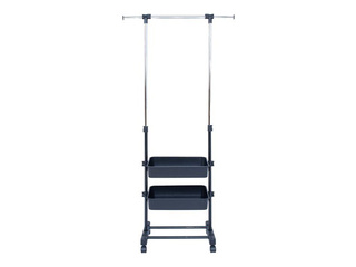 Riidestange Fergus, riiulitega, must, 47-77x29x92-165cm