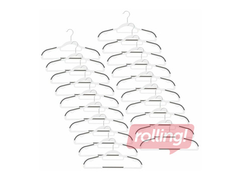 Clothes hangers Springos, plastic, non-slip, white, 20 pcs.
