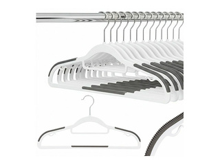 Clothes hangers Springos, plastic, non-slip, white, 20 pcs.