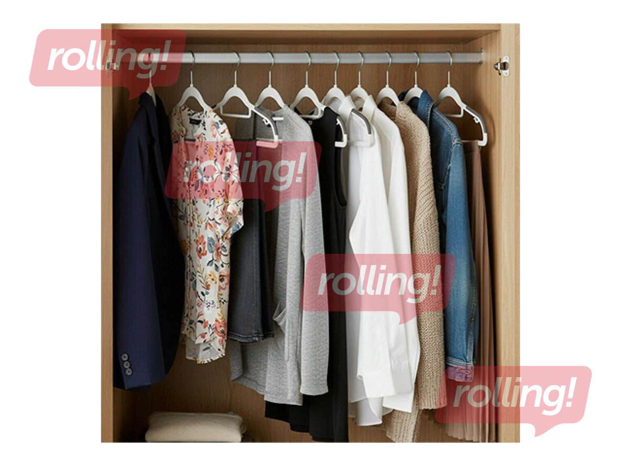 Clothes hangers Springos, plastic, non-slip, white, 20 pcs.