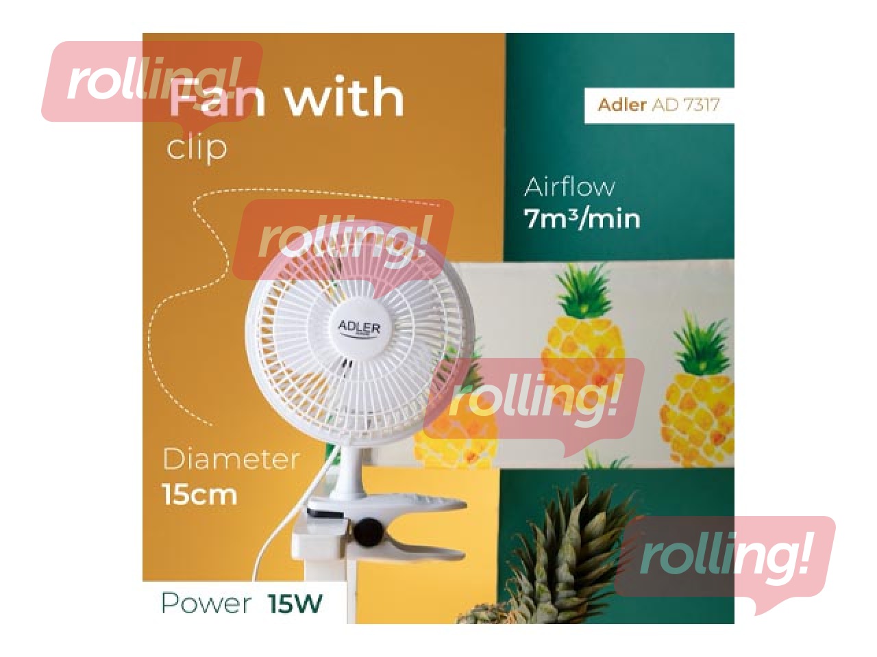 Laudaventilaator Adler, AD7317, 30W, ø15cm, valge