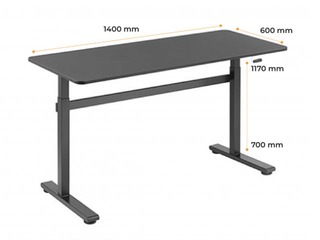 Augstumā regulējams galds Up Up Loki, melns, 140x60cm