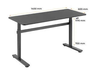Reguleeritava kõrgusega laud Up Up Loki, must, 140x60cm