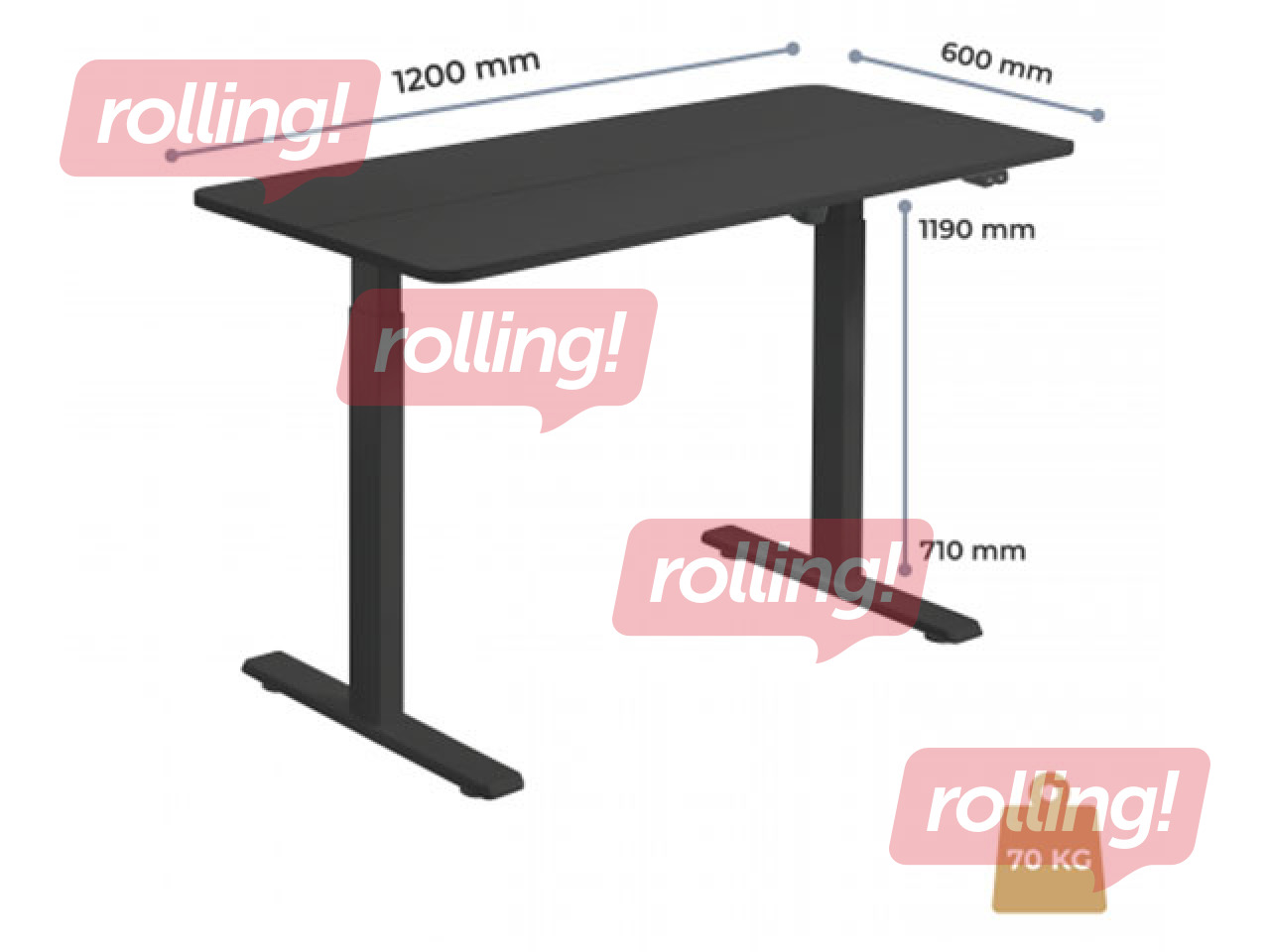 Elektriline kõrgus – reguleeritav laud Up Up, Frigg, must