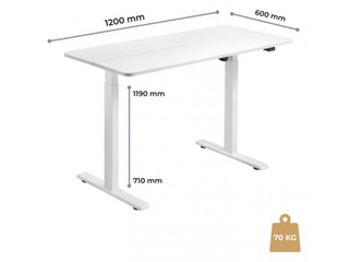 Augstumā regulējams galds Up Up Frigg, balts, 120x60cm