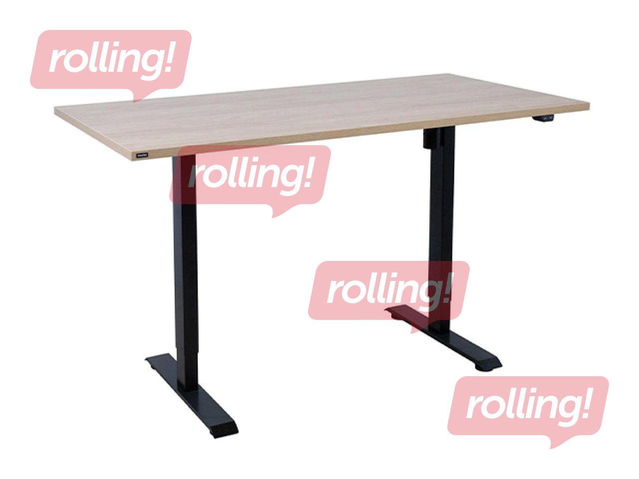 Kõrguses reguleeritav laud Ergo, must raam, hikkoripuidu toonis plaat, 160x80cm