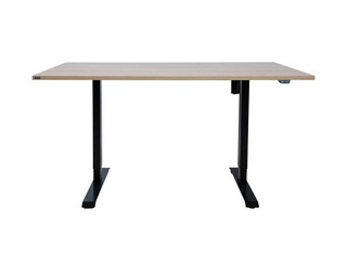 Kõrguses reguleeritav laud Ergo, must raam, hikkoripuidu toonis plaat, 160x80cm