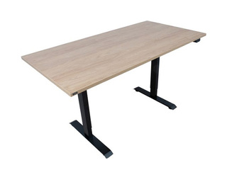 Kõrguses reguleeritav laud Ergo, must raam, hikkoripuidu toonis plaat, 160x80cm