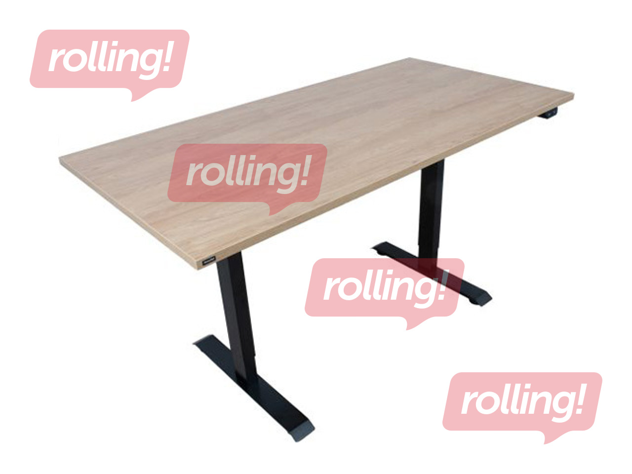 Kõrguses reguleeritav laud Ergo, must raam, hikkoripuidu toonis plaat, 160x80cm