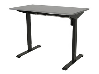Height-adjustable desk, black frame, graphite grey top, 160x80cm