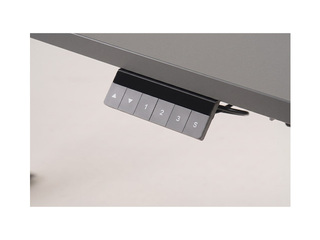 Height-adjustable desk, black frame, graphite grey top, 160x80cm