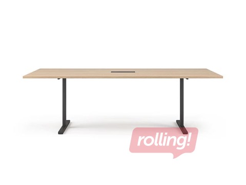 Конференц-стол Easy-2000, 6 мест, тон янтарного дуба, черные ножки