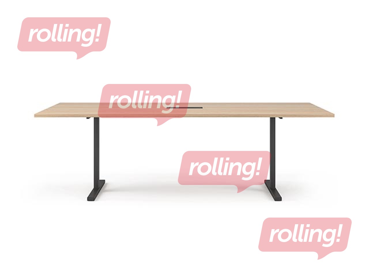 Конференц-стол Easy-2000, 6 мест, тон янтарного дуба, черные ножки