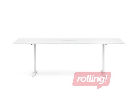 Conference table, Easy-2000, 6 seats, white melamine, white legs