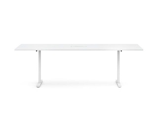 Conference table, Easy-2000, 6 seats, white melamine, white legs