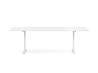 Conference table, Easy-2400, 8 seats, white melamine, white legs