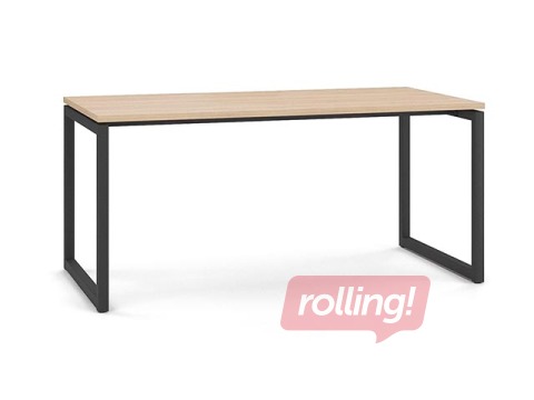 Biroja galds, metāla, melns rāmis, dzintara ozola toņa virsma, 140x70x74cm