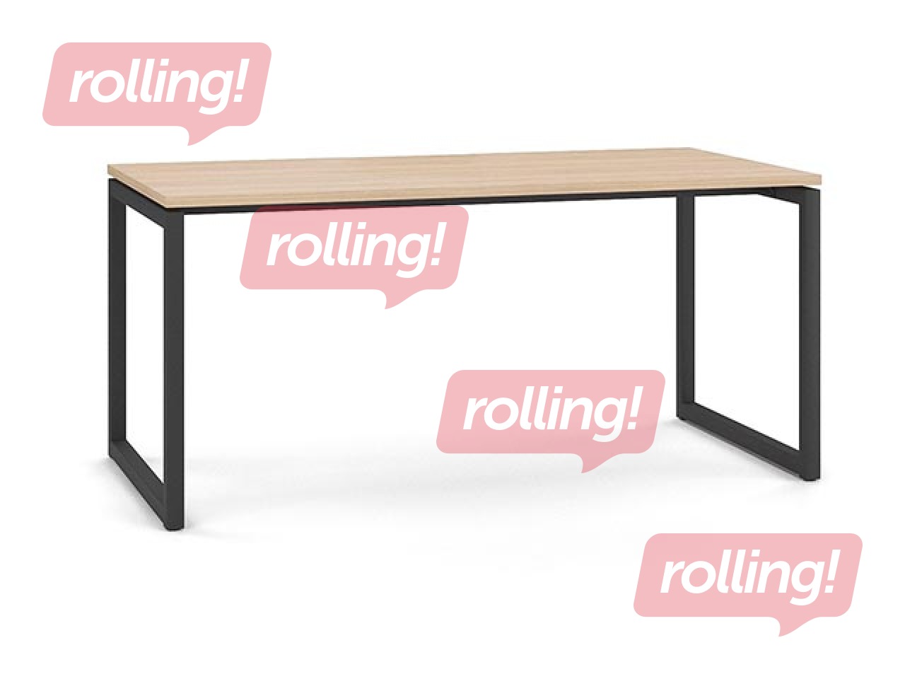 Büroolaud metallraami ja O-jalgadega, merevaigukollane tamm