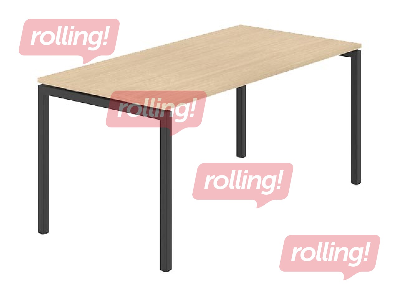 Büroolaud metallraami ja U-jalgadega, merevaigukollane tamm