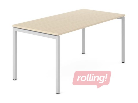 Office table with a metal frame and U legs, amber oak color, metal legs