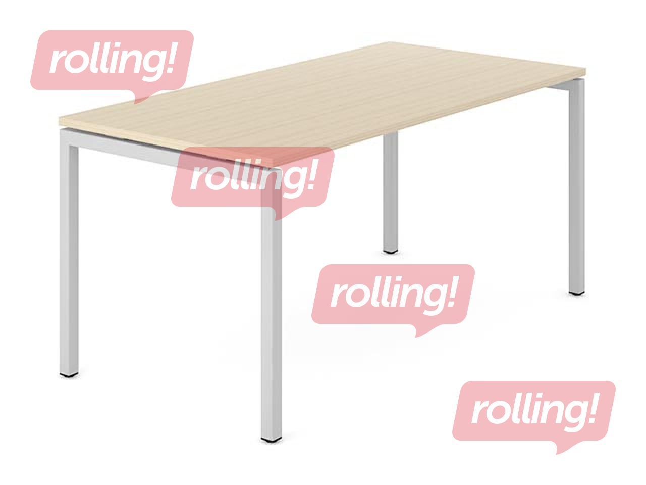 Office table with a metal frame and U legs, amber oak color, metal legs