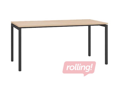 Büroolaud metallraami ja U-jalgadega, 160 cm, merevaigukollane tamm, metalljalad