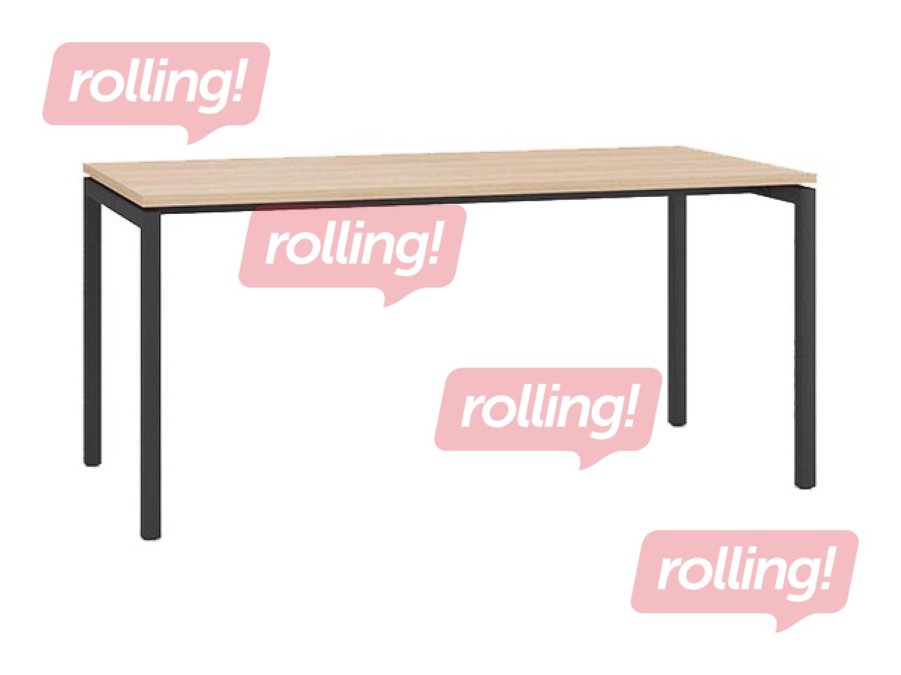 Büroolaud metallraami ja U-jalgadega, 160 cm, merevaigukollane tamm, metalljalad