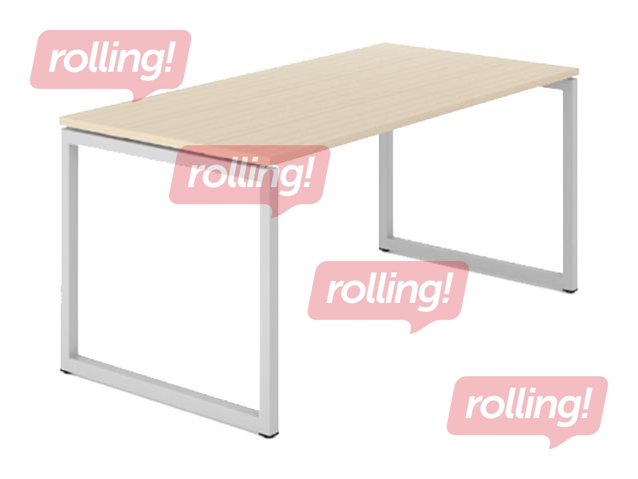 Biroja galds, metāla, sudraba rāmis, dzintara ozola toņa virsma, 160x80x74cm