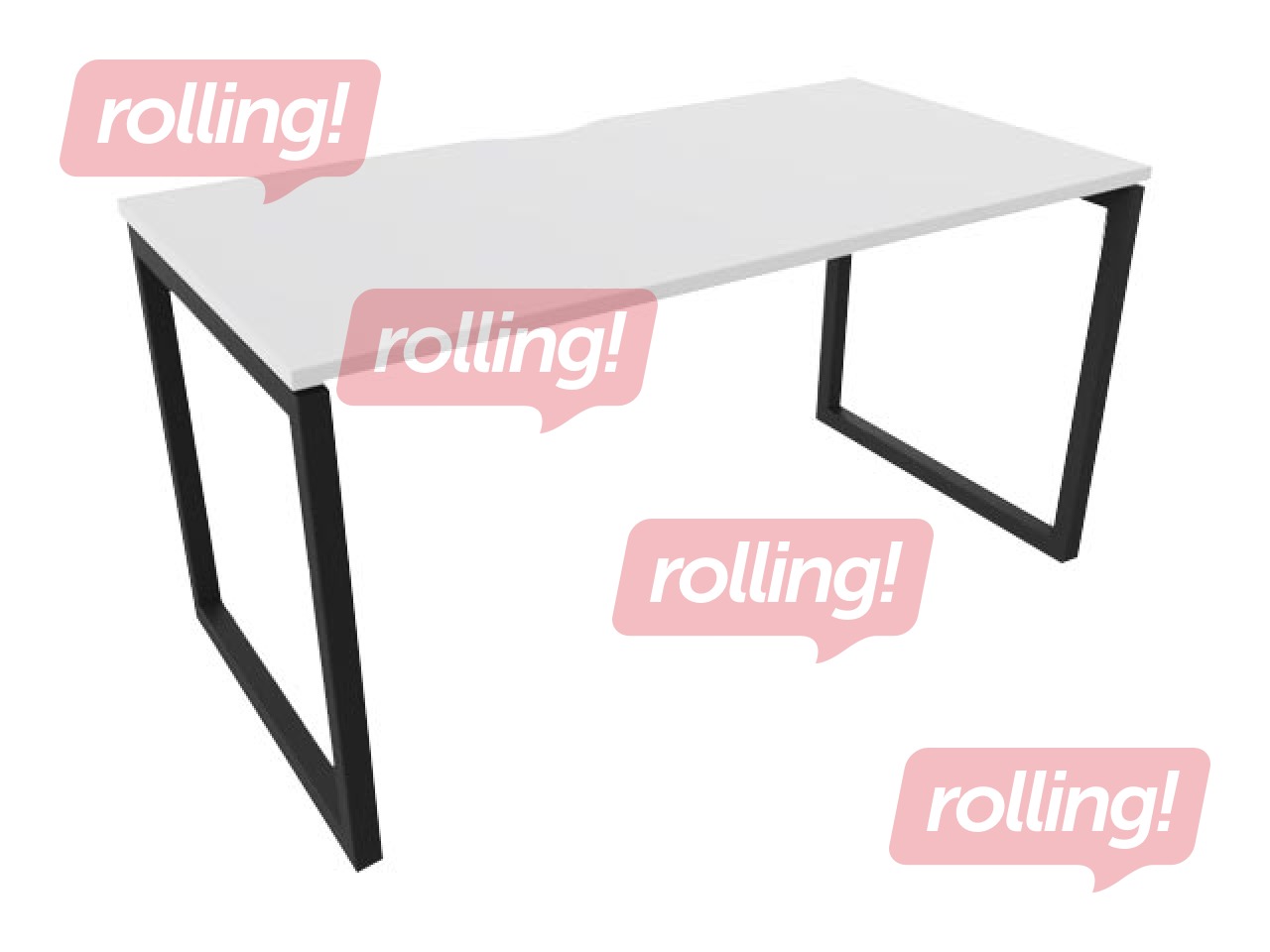 Biroja galds, metāla, melns rāmis, balta virsma, 160x80x74cm