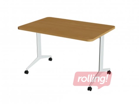 Konverentsilaud kokkuklapitava lauaplaadiga ALMA, R60, ratastel, pöök/hall, 120x80cm