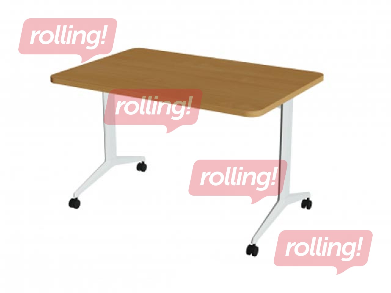 Konverentsilaud kokkuklapitava lauaplaadiga ALMA, R60, ratastel, pöök/hall, 120x80cm