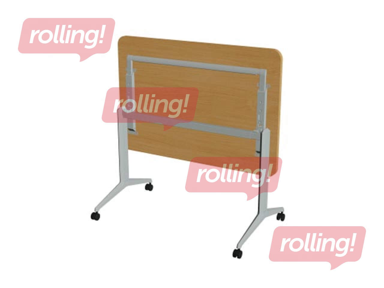 Konverentsilaud kokkuklapitava lauaplaadiga ALMA, R60, ratastel, pöök/hall, 120x80cm