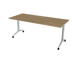 Conference table with folding top ALMA, with wheels, oak/grey, 180x80cm