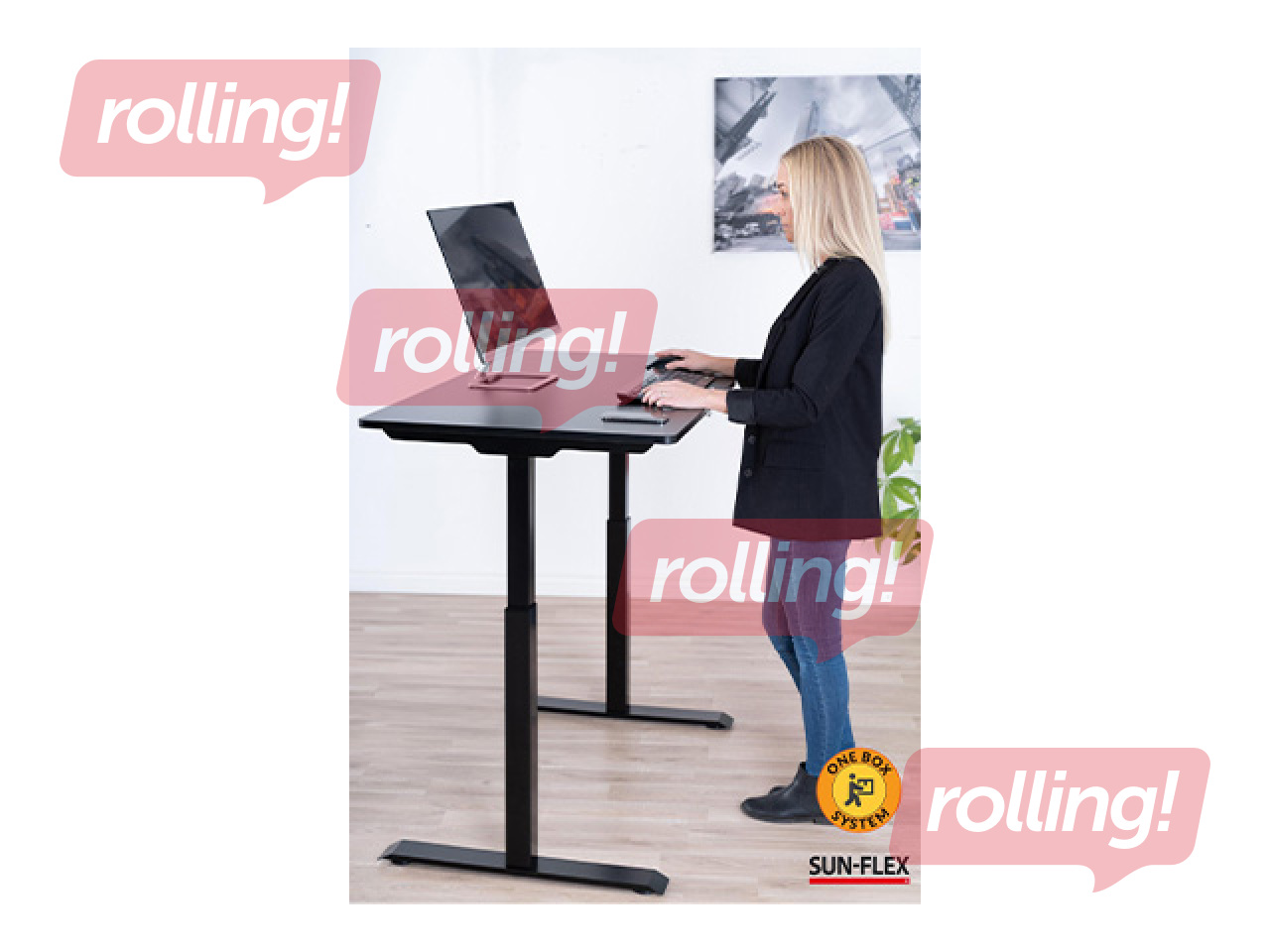 Augstumā regulējams galds Sun-Flex Easydesk Elite, melns, 120x60cm