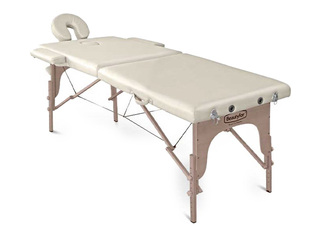 Massage table, foldable, wooden, beige