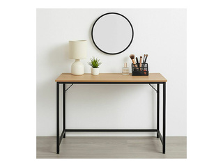 Kontorilaud Springos, must raam, puidutooni tööpind, 100×50×76cm