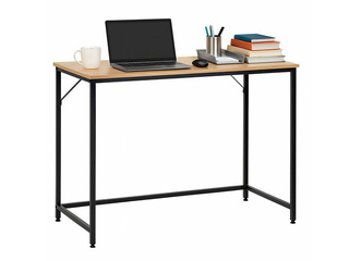 Office desk Springos, black frame, wood tone top, 100x50x76cm
