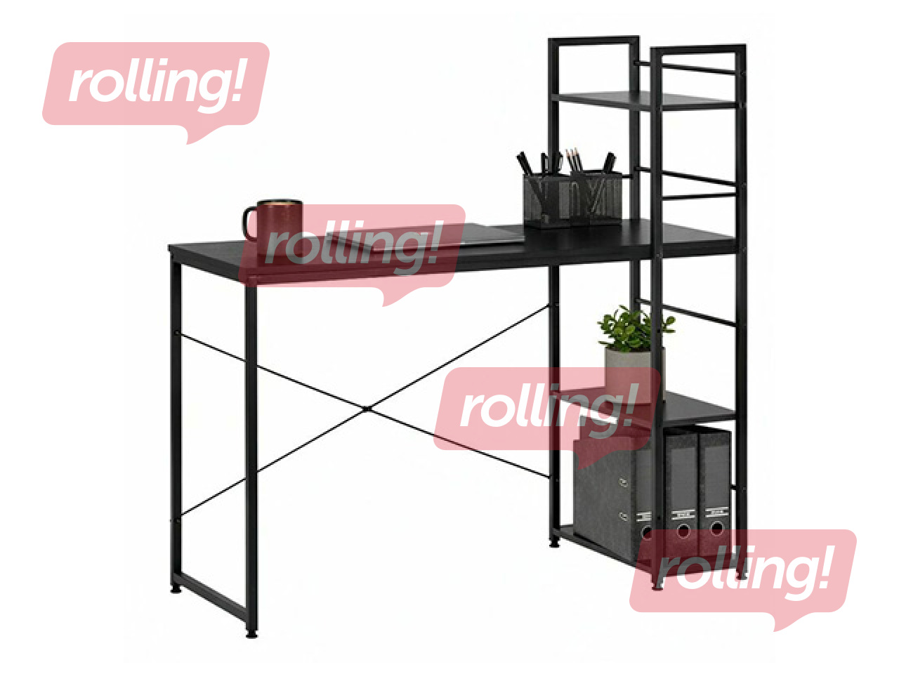 Kontorilaud Springos, must raam, must tööpind, 120×64×120cm