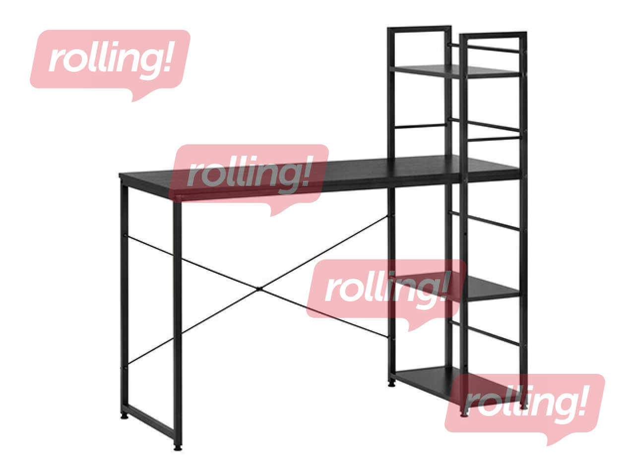Kontorilaud Springos, must raam, must tööpind, 120×64×120cm
