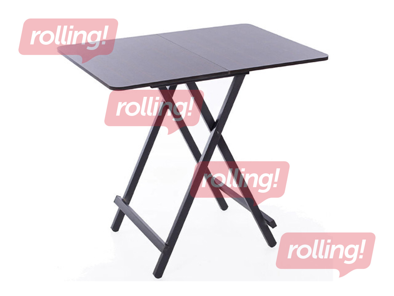 Laud, kokkupandav, must raam, tumepruun pealispind, 80x60x75cm