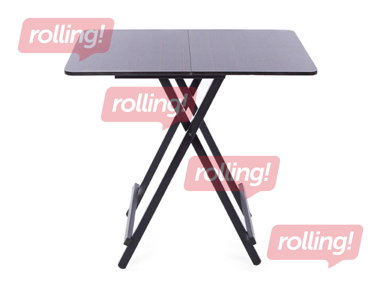 Laud, kokkupandav, must raam, tumepruun pealispind, 80x60x75cm