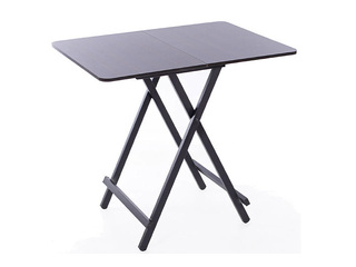 Стол, складной, чёрная рама, тёмно-коричневая столешница, 80x60x75см
